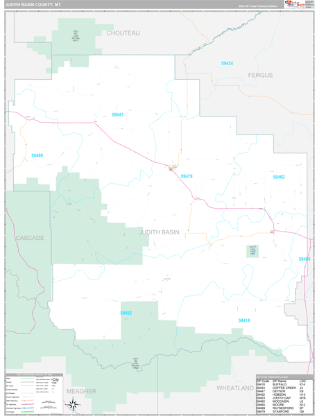 Judith Basin County, MT Wall Map